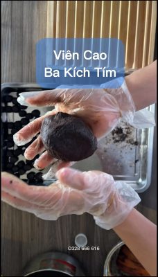Chuẩn bị cho Cốt Cao Ba Kích Tím vào khay làm viên